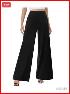 Wide Leg Palazzo Pants High Waist Stretchy Flowy Lounge Trousers